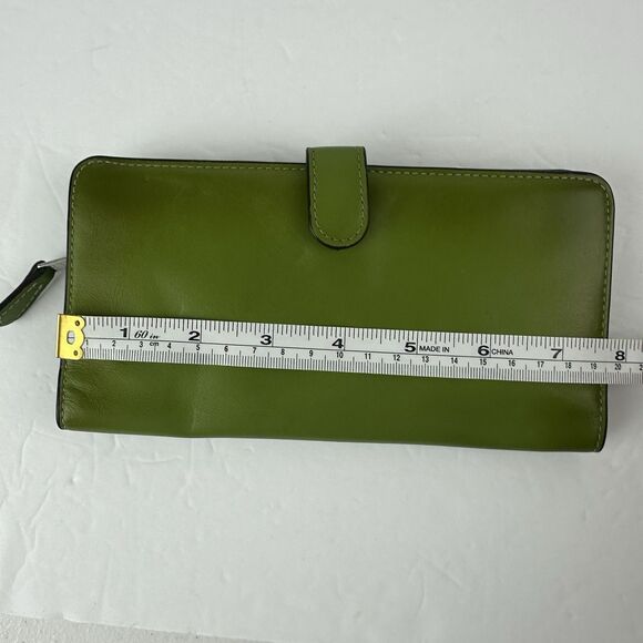 COACH Smooth Leather Skinny Snap Tab Slim Wallet Dark Lime Green CH823 Used - Picture 13 of 14